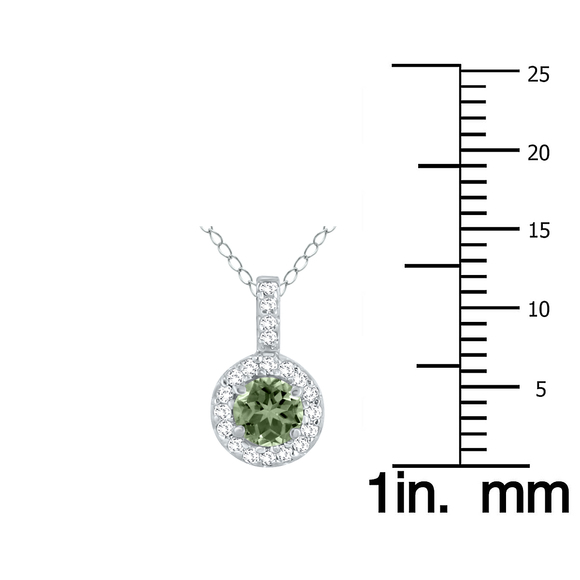 1/2 Carat TW Halo Green Amethyst And Diamond Pendant in 10K White Gold,All Products : American Fashion Style Bags On Sale
